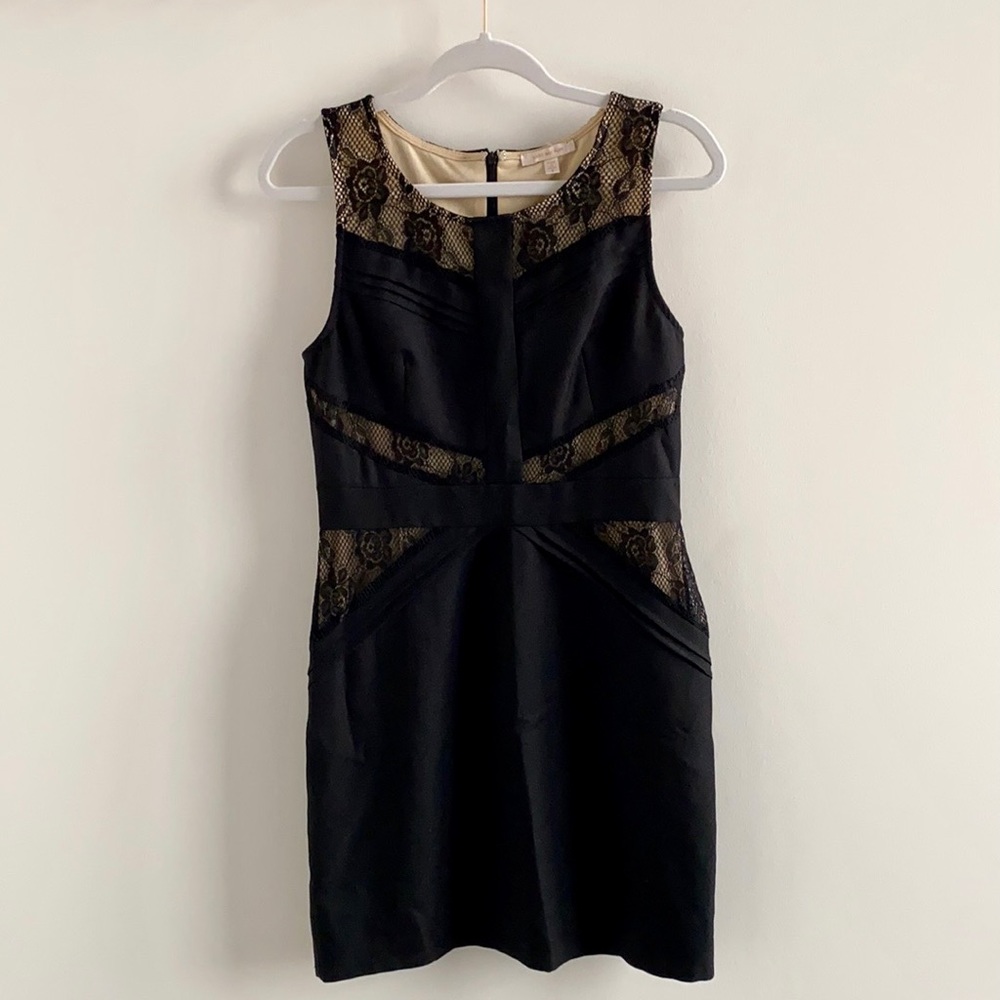 Black Lace Cut Out Fitted Dress